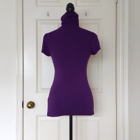 NWOT. The Limited Rayon and Spandex Purple Short Sleeve Turtleneck Top. - Picture 2 of 4